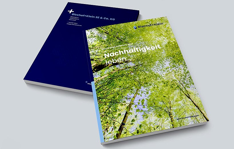 Zdjęcie Raportu Zrównoważonego Rozwoju Bischof+Klein 2022 z tytułem "Żyjąc zrównoważonym rozwojem"