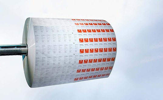 Product photo of CleanFlex® films and laminates hanging on a roll