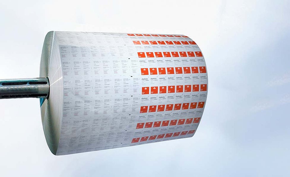 Product photo of CleanFlex® films and laminates hanging on a roll