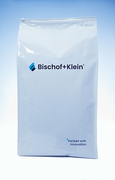 Produktfoto des U-Pack® in weiß mit Bischof+Klein Logo