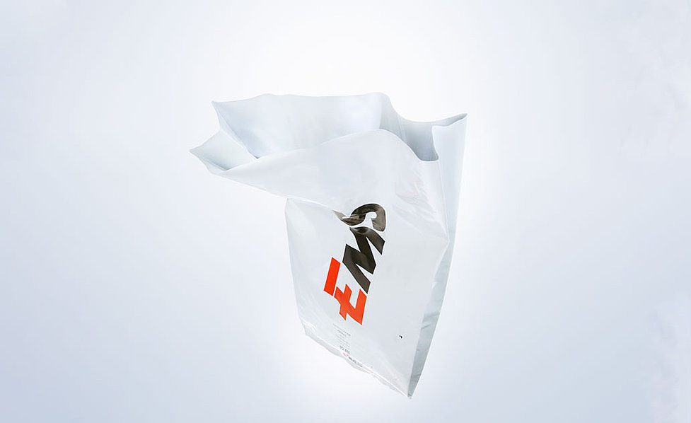 Product photo of open bags featuring a customer's logo