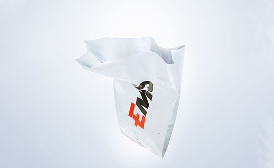 Product photo of open bags featuring a customer's logo